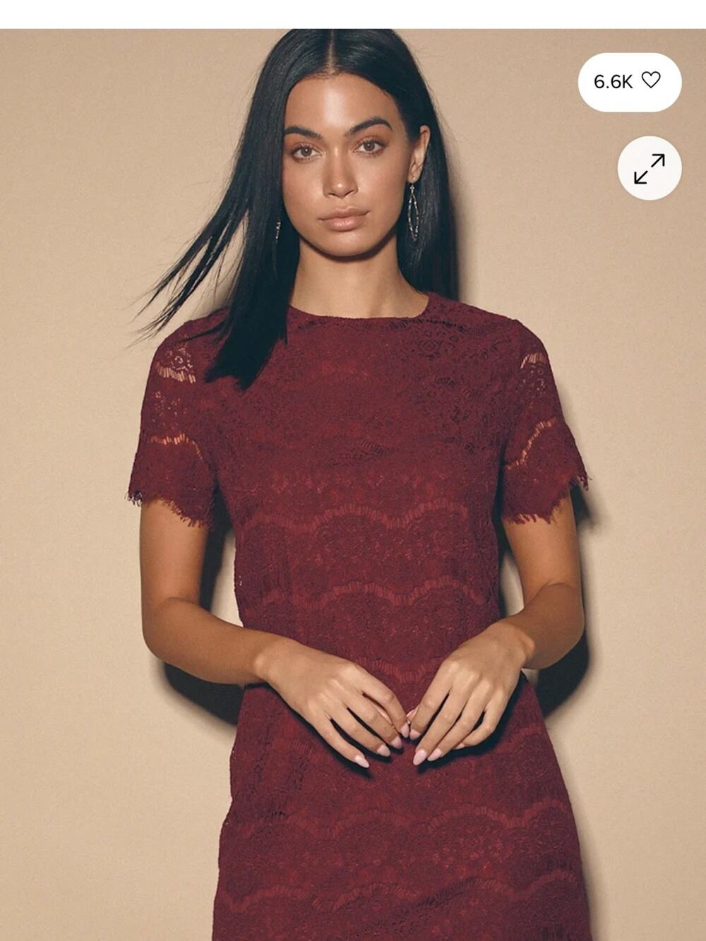 Lulus Take Me to Brunch Burgundy Lace Shift Dress Size XL